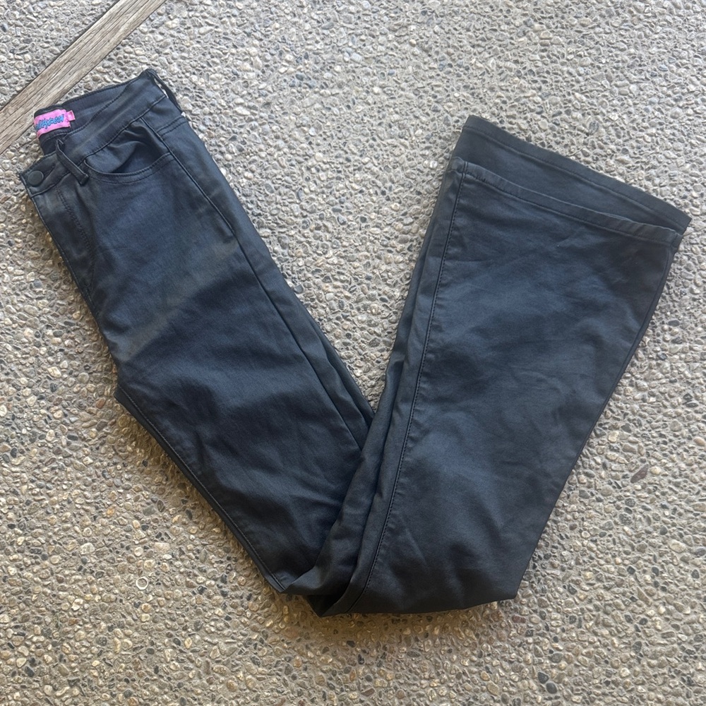 Edikted Black Leather Flare Pants
